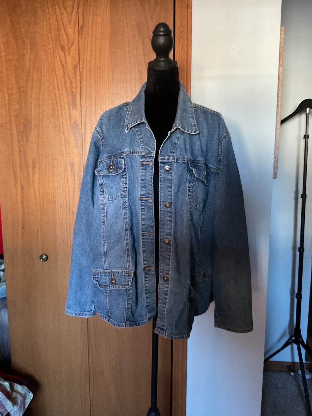 Mwah Jeans Vintage 22/24W Denim Jacket Plus Size Blue Y2K Stretch Trucker Coat